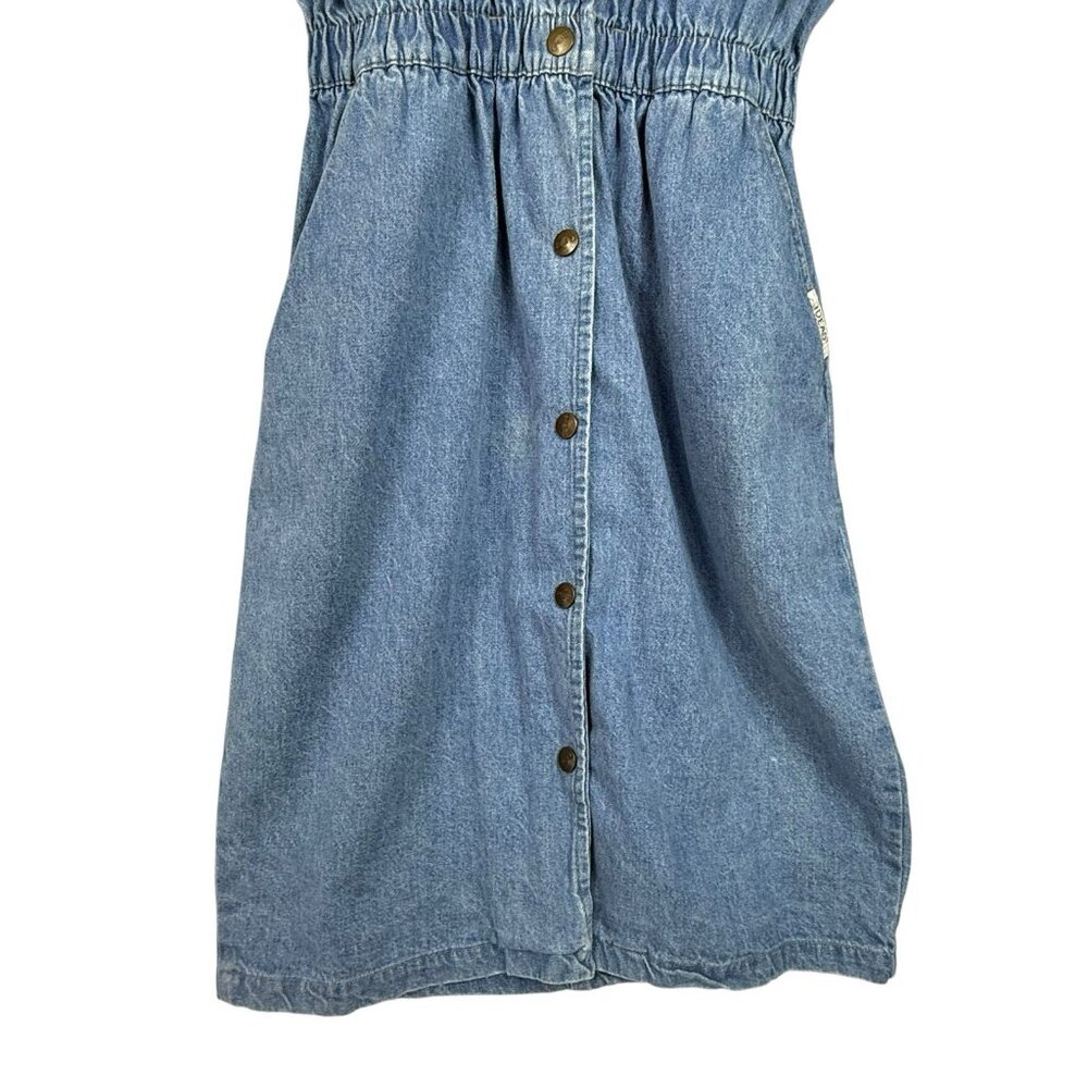 Vintage Ideas Dress Womens M Midi Denim Snap Western Elastic Waist Pockets READ - Picture 4 of 10